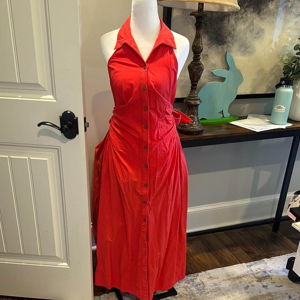 Free People Elegant Red Halter Dress